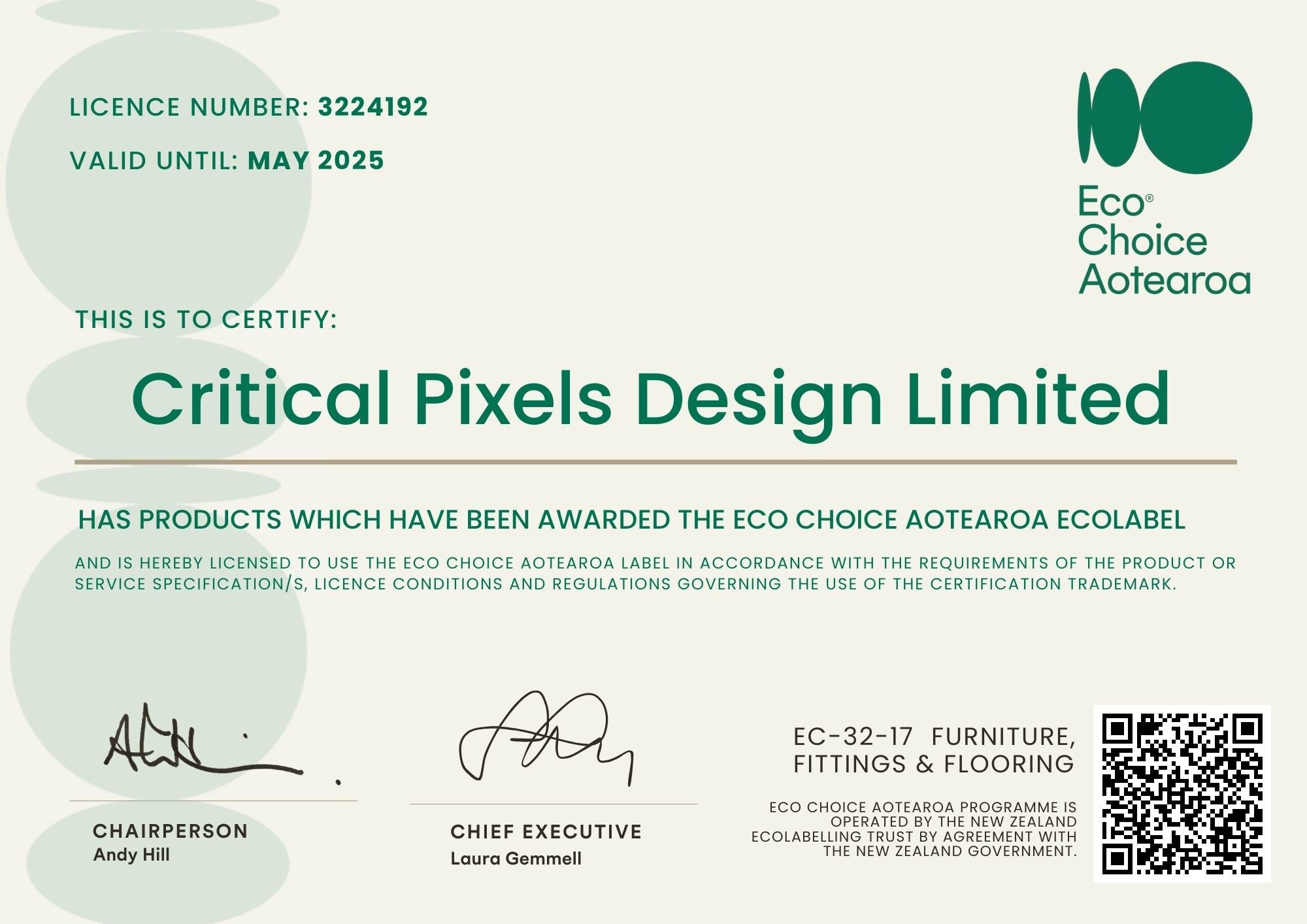 Big News for Sustainable Design! Critical. Earns Ecolabel Certification