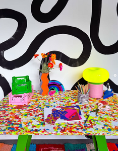 Bold Recycled Plastic Tabletops Made from Old Hardhats? — Coming Soon from Critical x Evie Kemp